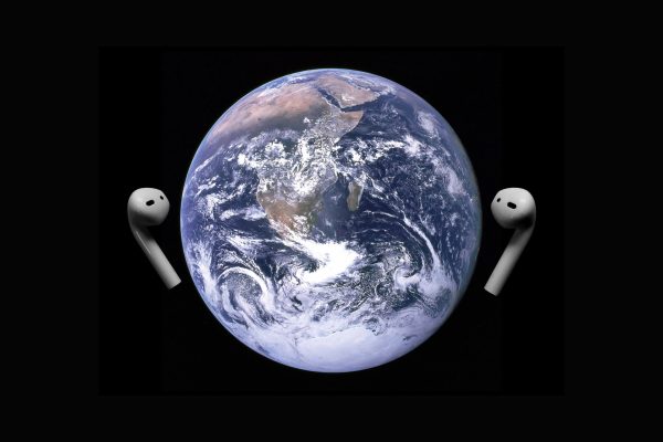 planet with airpods for podcasts