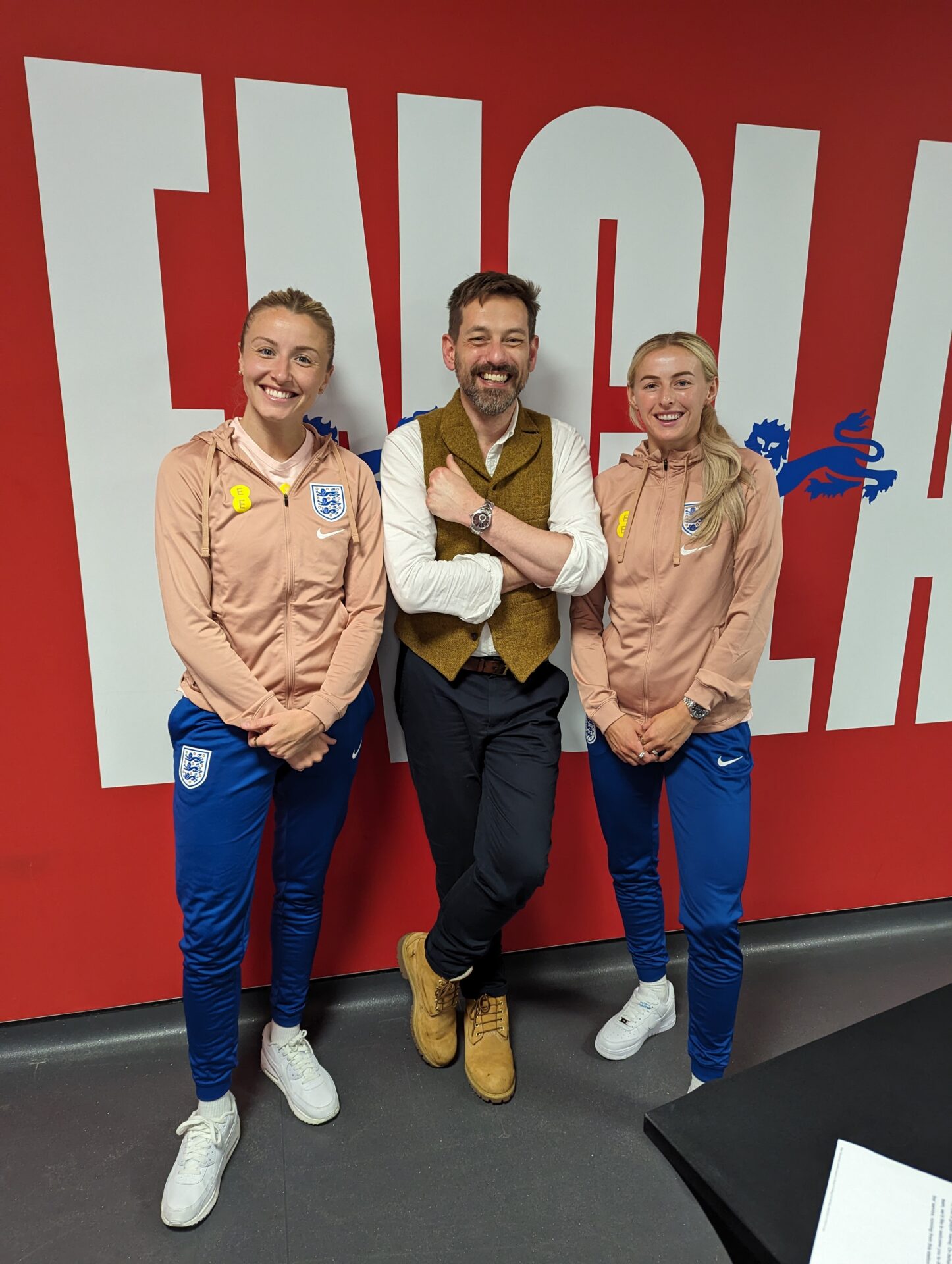 Tim Dunn host of Mind The Gap with Lionesses players
